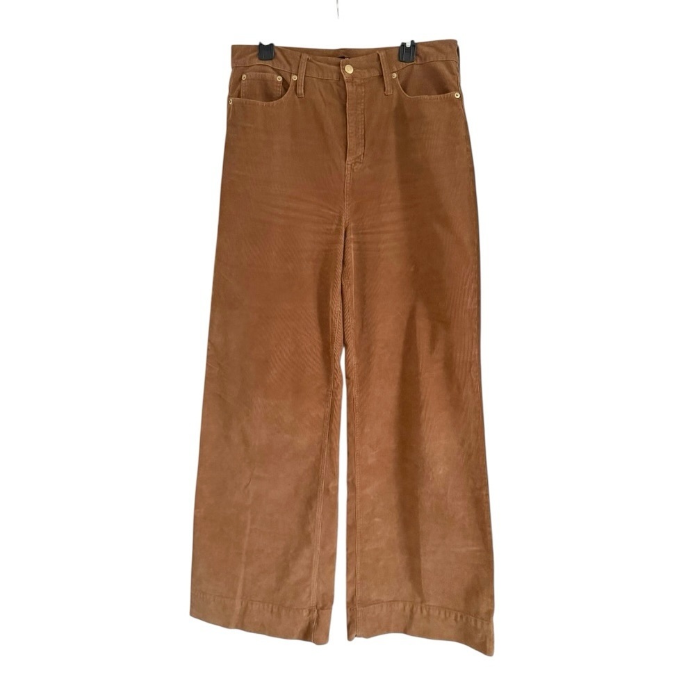 J. Crew Tall High-Waisted Wide Leg Corduroy Jeans Chestnut Brown Flare Sz 31 T - Picture 5 of 14